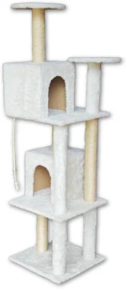 Arranhador para Gatos Torre Toca Casa Grande 4 Andares Luxo Cama Poste Sisal Brinquedo(Branca)