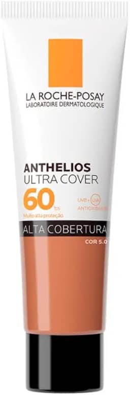 La Roche-Posay, Ultra Cover, Protetor Solar com Cor e Performance de Maquiagem, 12h de cobertura de base em uma única camada, Textura Fluida, Oil free, Toque Seco, FPS60, 30g