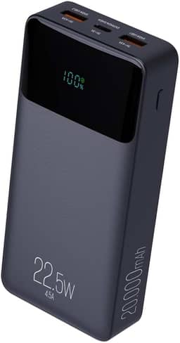 Power Bank Pro 20000mAH, Bateria Portátil Universal, Carga Rápida, Display Indicador, Entradas Micro USB e USB-C, 2 Portas USB-A, Preto, PB200BK, ELG