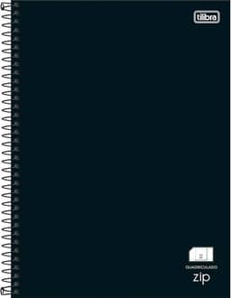 Tilibra - Caderno Espiral Capa Dura Universitário Quadriculado 1cm Zip Preto 80 Folhas