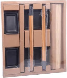 Conjunto Sushi Bambu Saitama 6 Peças Design Oriental com Acabamento Natural