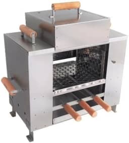 Churrasqueira Ecológica Sem Fumaça Apartamento Grande 3 Andares 2 Grelhas + 3 Espetos Com Tampa a Bafo Bancada