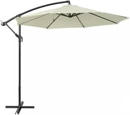 Ombrelone Lateral Suspenso 3m Alumínio com Manivela Cobertura em Poliéster Para Jardim e Varanda