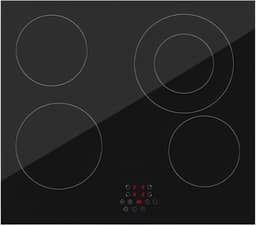 Cooktop Elétrico 4 Bocas 60cm Preto Vidro Temperado Controle Deslizante 220-240V