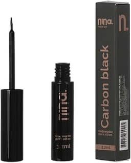 Delineador Líquido para Olhos Carbon Black, 3.2ml, Nina Makeup