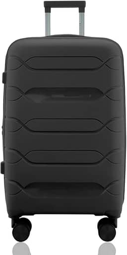 Mala de Viagem Média 23kg Despachada Expansiva Rígida Polipropileno Rodas Duplas 360º Cadeado TSA Gladiador P1M Preto