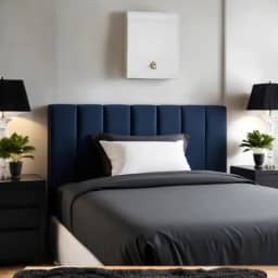 Cabeceira Estofada Modular Cama Casal Padrao 1,60mX45cm Módulos Adesivos (Azul)