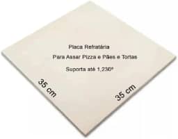 Pedra Refratária Para Pizza Forno e Churrasqueira 12mm Reforçada (Quadrada 35x35cm)
