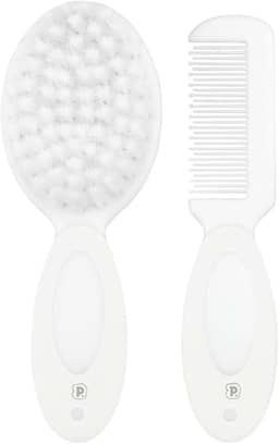 Pimpolho Kit Escova e Pente para Bebê Branco