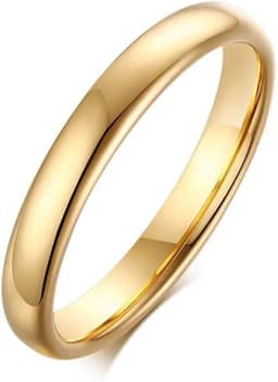 Aliança Tradicional em Tungstênio Banhada a Ouro 18k, 3mm, Unissex
