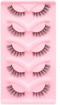 Kit 5 Pares De CíLios PostiçOs Olho De Gato 3d Mink - Full Strip E Meia ExtensõEs, Longos E Naturais(W89(meio cílios))