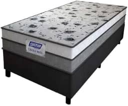 Cama Box Solteiro Colchão Espuma D33 Fort 88x188x59cm Gazin Cinza/Branco- Suporta até 150kg por Pessoa