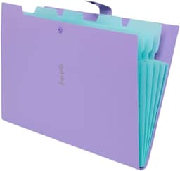 Pasta Sanfonada Plastica A4 5 Divisoes Lilas Pastel 111129