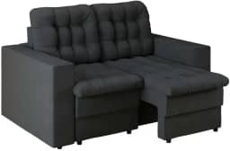 Sofá 2 Lugares Retrátil Lubeck Plush Suede Grafite 140 cm