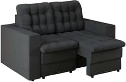 Sofá 2 Lugares Retrátil Lubeck Plush Suede Grafite 140 cm