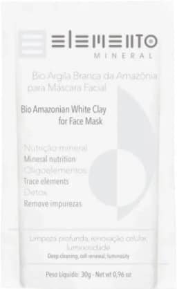 Elemento Mineral Máscara Facial Bio Argila Branca da Amazônia 30g Rica em Minerais pelas Águas dos Andes até Rio Amazona Limpeza Profunda Renovação Celular Luminosidade