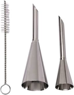 Mimo Style Bicos Para Confeitaria em Aço Inoxidável. Conjunto de Dois Bicos e Acompanha Acessório Para Limpeza. Perfeitos Para Os Mais Diversos Tipos de Sobremesas. Reutilizável, Resistente e Durável