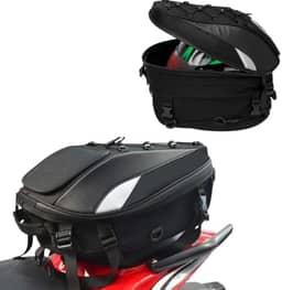Bau bauleto alforge traseiro universal 37l preto para moto com refletivo + capa impermeável