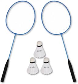 Kit Premium Badminton Portátil – 2 Raquetes Leves em Ferro + 3 Petecas Resistentes para Diversão em Família, Praia ou Casa