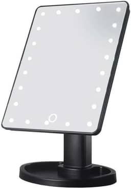 Espelho Articulado De Mesa Com Iluminação LED Para Maquiagem E Barbear (Preto)