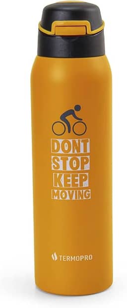 TERMOPRO Squeeze Térmico Laranja 450 ml Termopro Garrafa Aço Inox Sport Bike Fitness Bico Anatômico e Fast Click Bebidas Geladas 12h / Quentes 6h