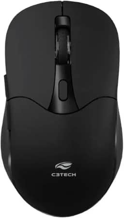 C3Tech mouse Bluetooth 5.0 e sem fio 2.4GHz M-BT60BK, Preto, Bateria recarregavel, com 6 botoes, 1600 DPI Ambidestro Plug and Play compativel com Windows, MACos, Linux, Chrome