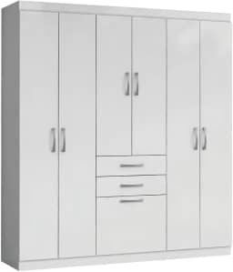 Guarda Roupas Casal 7 Portas 2 Gavetas Lisboa Aramóveis (BRANCO)
