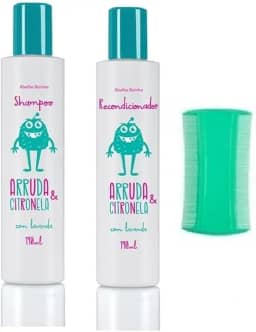 Kit Mata Piolho Arruda e Citronela Abelha Rainha - Shampoo 190ml + Recondicionador 190ml + Pente Fino