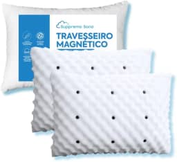 Kit 2 Travesseiro Ortopédico Magnético Perfil Alto com Infravermleho Longo, Macio Gorduchinho,Suppremo Sono