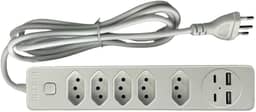 Filtro de Linha 5 Entradas 2 Portas USB 2 Portas Tipo C Régua de Energia 5 Tomadas com Entrada USB e Tipo C Extensão Multifuncional Bivolt de Design Premium