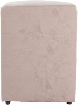 Puff Decorativo Cubo Grande, 45x34x34cm, Estrutura em Madeira, Revestimento em Suede, para Sala, Quarto, Escritório (Palha, Grande)