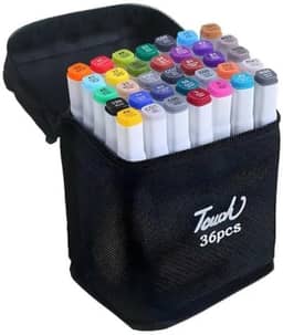 Conjunto de Canetas Marcador Permanente Canetinhas para Colorir Touch com Ponta Dupla para Desenhos Profissional e Escolar com Duas Pontas Hidrográficas com Estojo para Transporte Brashopmall® (36)