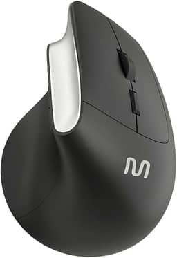 Mouse sem Fio Multi Ergônomico Vertical 2.4GHz com 6 Botões, Clique Silencioso e DPI Ajustável 800-1600 – Preto MO384