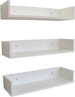 3 Prateleiras 50cm x 20cm x 11,5cm para livros e decoração - MDF Branco