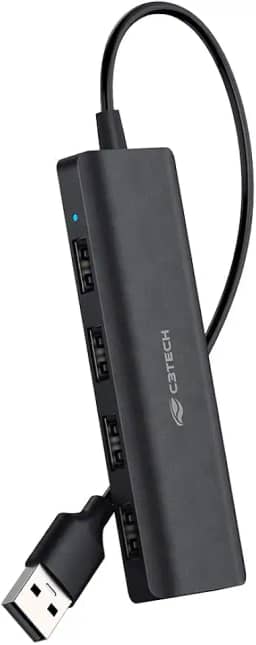 Hub USB 2.0 C3Tech HU-230BK com 4 Portas de saida USB Plug and Play