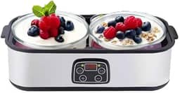 Máquina de iogurte probiótico 2L com controle ajustável de tempo e temperatura – faça trilhões de probióticos vivos com dois recipientes de 1 litro para lotes maiores, máquina de iogurte grego para