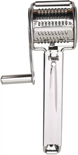 Mimo Style Ralador de Queijo Manual 20,5cm, Feito Inteiramente em Aço Inoxidável. Economiza Tempo e Esforço. Resistente e Durável, Perfeito Para Queijos, Chocolate, Nozes, Amêndoas