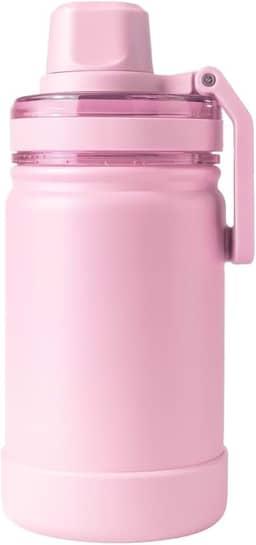 Garrafa Térmica Inox 350ml com Canudo, Alça Ergonômica e Base de Borracha Antiderrapante (Rosa)