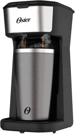 Cafeteira Oster 2Day Inox 2 em 1 com Copo Térmico, 110V, Preto/Inox, 600W, OCAF200