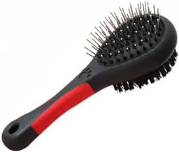 Escova Dupla com Bolinhas Para Pentear Spitz Alemão Lulu Da Pomerânia Shitzu Marca Bacon Born (Vermelho e Preto)