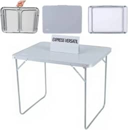 Mesa Dobrável Portátil de Alumínio Com Tampo De Mdf Premium, 80 x 60 cm, Conversível em Maleta