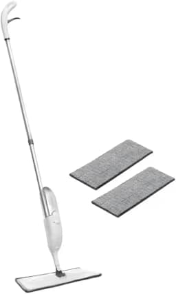 Mop Spray com Rotação 360°, Vassoura Magica, Com dispenser desinfetante, Rodo com tecido, Reservatório, Acompanha 2x Pano de Microfibra, Remove Pelo