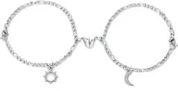 2 Pulseiras Magnéticas Casal Namorados Sol E Lua Caixa Kit