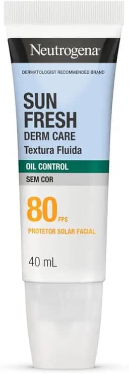 Neutrogena Sun Fresh Derm Care Oil Control Fluido, Sem Cor, FPS 80, 40mL