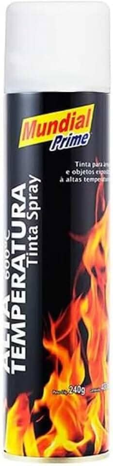 Tinta Spray 400ML Branco Fosco Alta Temperatura Mundial Prime