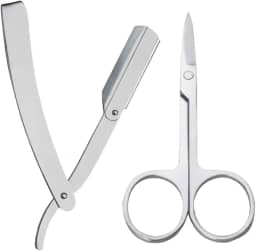 Navalha Navalhete Profissional Aço Inox Para Barbeiro Acabamento De Barba Cabelo Multiuso + Tesoura Reta Para Acabamento Em Aço Inox + Necessaire