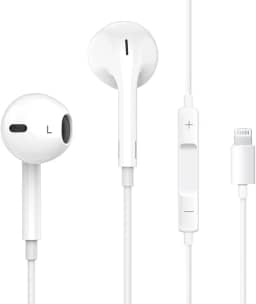 Fone de Ouvido Com fio Branco, Compatível com IPhone 14/13/12/11/XR/XS/X/8/SE/Pro - Microfone Embutido 2ª Geração Qualidade Premium Plug&Play Fone de Ouvido Estéreo Intra Auricular