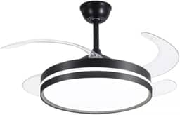 Ventilador Retrátil Led 3 Cores De Luz Silencioso Moderno Preto