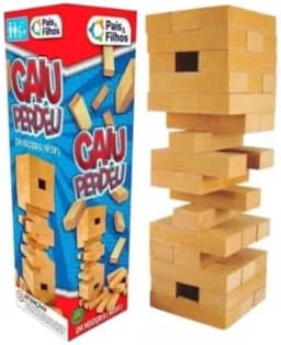 Jogo Caiu Perdeu 54 Peças de Madeira Em Madeira Torre Maluca Equilibrio Diversão