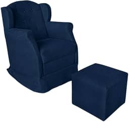 Poltrona de Amamentação Balanço Com Puff Platinum Decor (Azul Marinho)